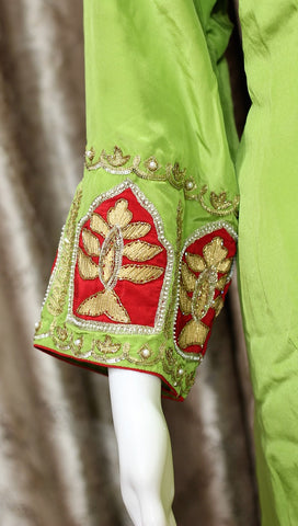 Buy Parrot Green Georgette Embroidered Suit | Churidar Salwar Suits
